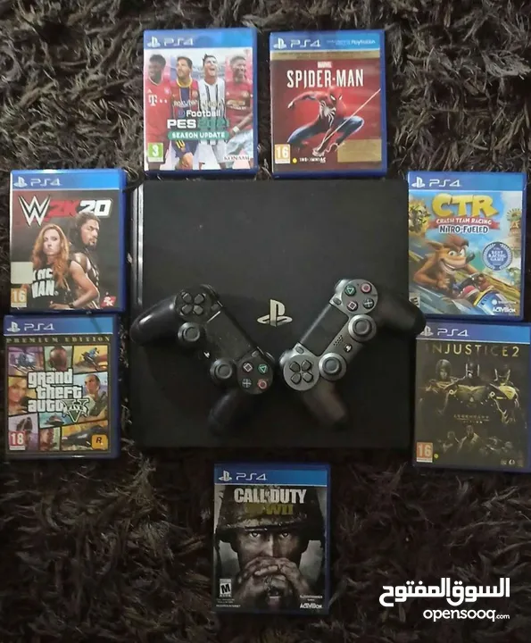 PS4 pro with 5 games 2 controllers