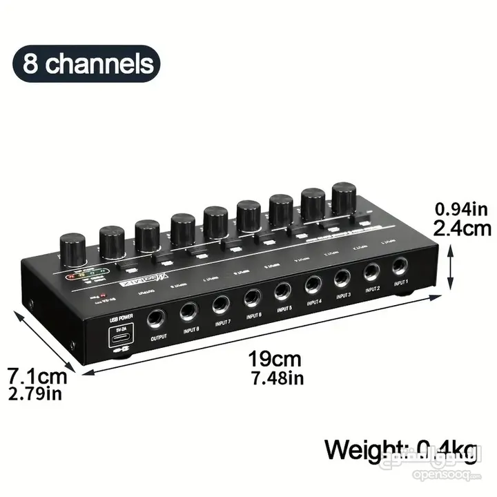 8Channels Mini Sound Mixer Audio  Low-Noise Line Mixer