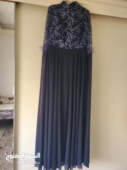 فستان سهرة كحلي موديل جديد 2025 قياس l  راقي جدا مع الشيلة Dark navy blue evening dress