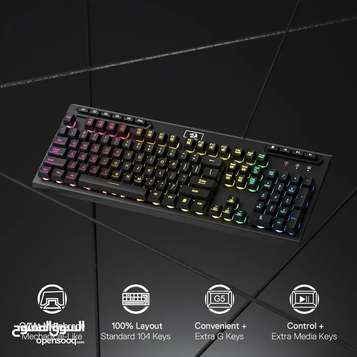 Redragon K513 RGB Membrane Gaming Keyboard, Standard 104 Keys كيبورد ريدراجون جديد Redragon K513 RGB