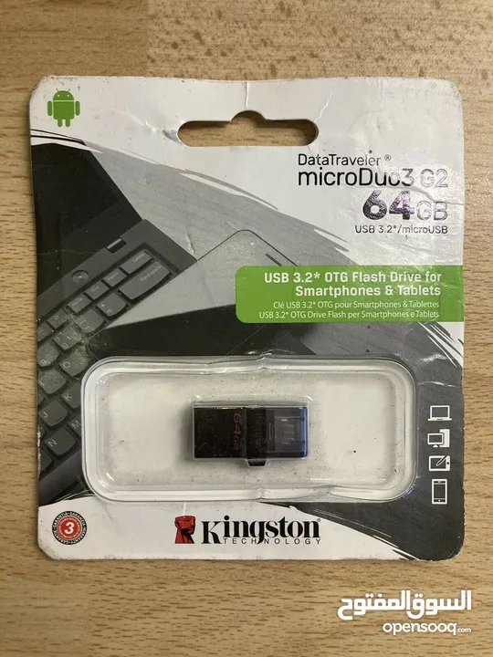 DATATRAVELER MICRODUO 3 G2 64GB KINGSTON فلاشة ميموري كنجستون 64 جيجا لتخزين معلومات