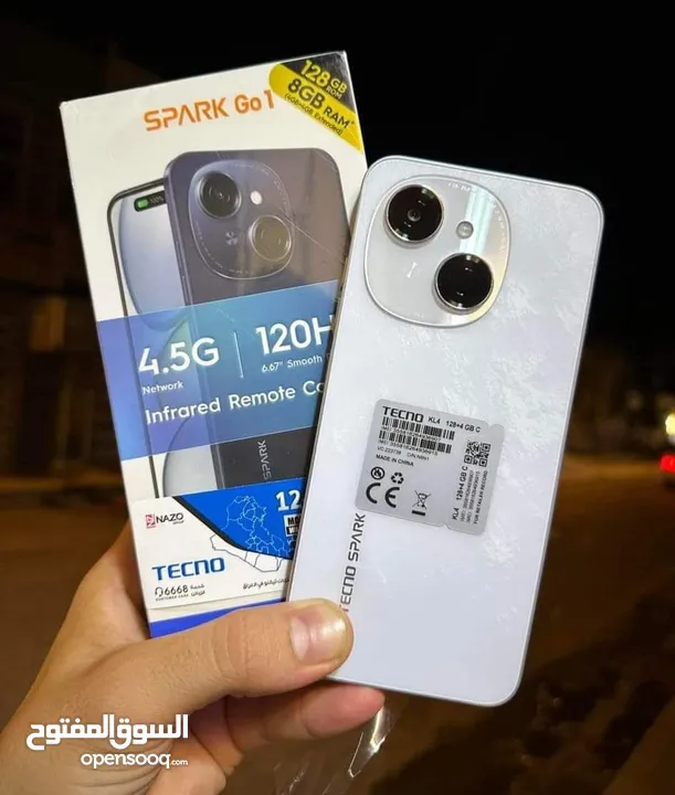 مع سماعه بلوتوث جهاز جديد بلكرتونه Ticno Spark GO رام 6 و  8 جيجا 64 و 128 مكفول سنة متوفر توصيل