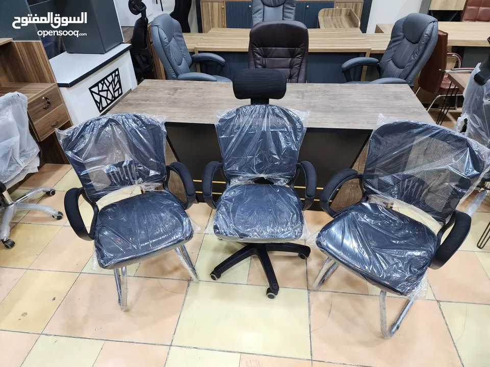 طقم مكتب مدير كامل مع كراسي عدد3 شامل التوصيل والتركيب عمان فقط