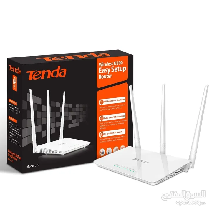 راوتر مع انتين عدد 3 نوع ممتاز  يغطى مدى واسع  Tenda F3 300Mbps Wireless Wi-Fi Router