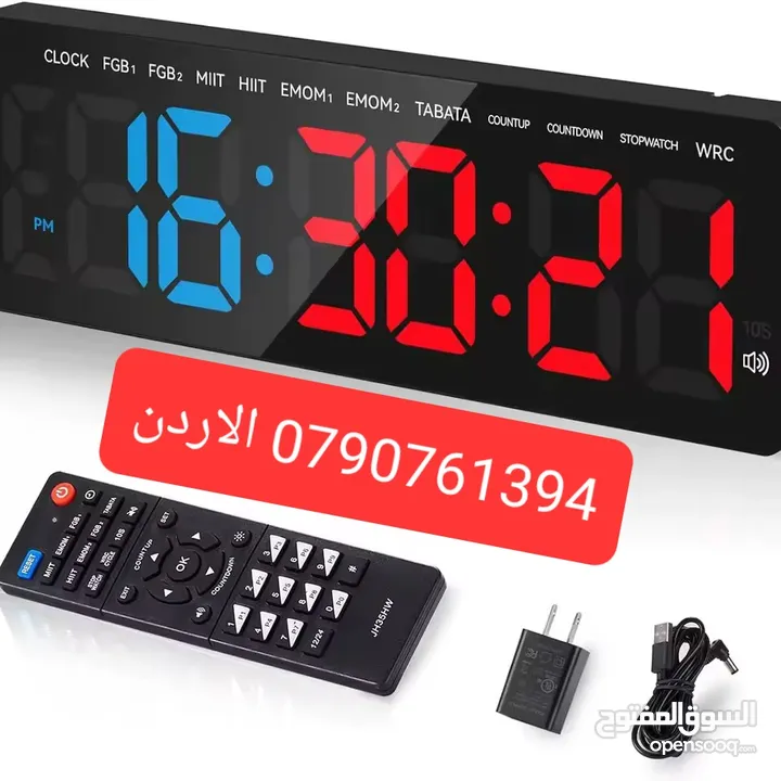 تايمر جيم مؤقت رياضي ساعات ديجتال صالات رياضية للياقة البدنية بشاشة كبيرة مع جهاز تحكم عن بعد لتماري