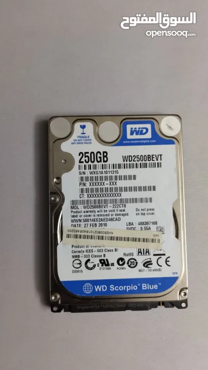 متوفر هارد دسك hddعدد 2 250gb 500gb بسعر 55واصل امكانية تنزيل ويندوز