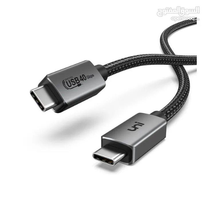 Powerology 8k Vedio USB4 Type C 40GBPS Data Braided Cable Gray  كابل مضفر للبيانات رمادي