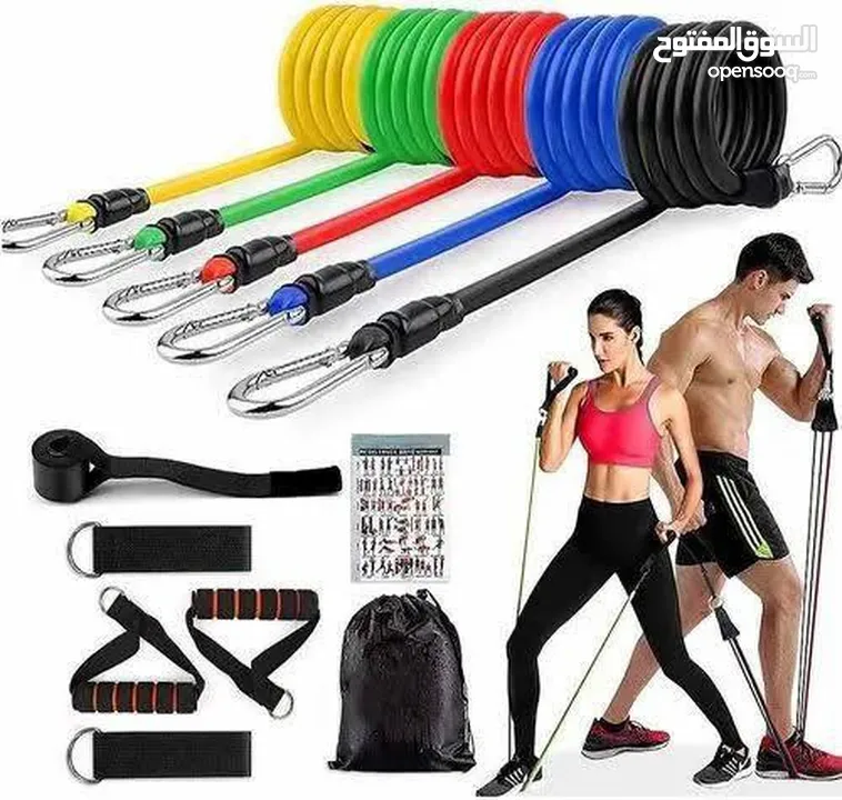 مجموعة من أحزمة المقاومة، والمعروفة أيضًا بـ “Power Resistance Bands”