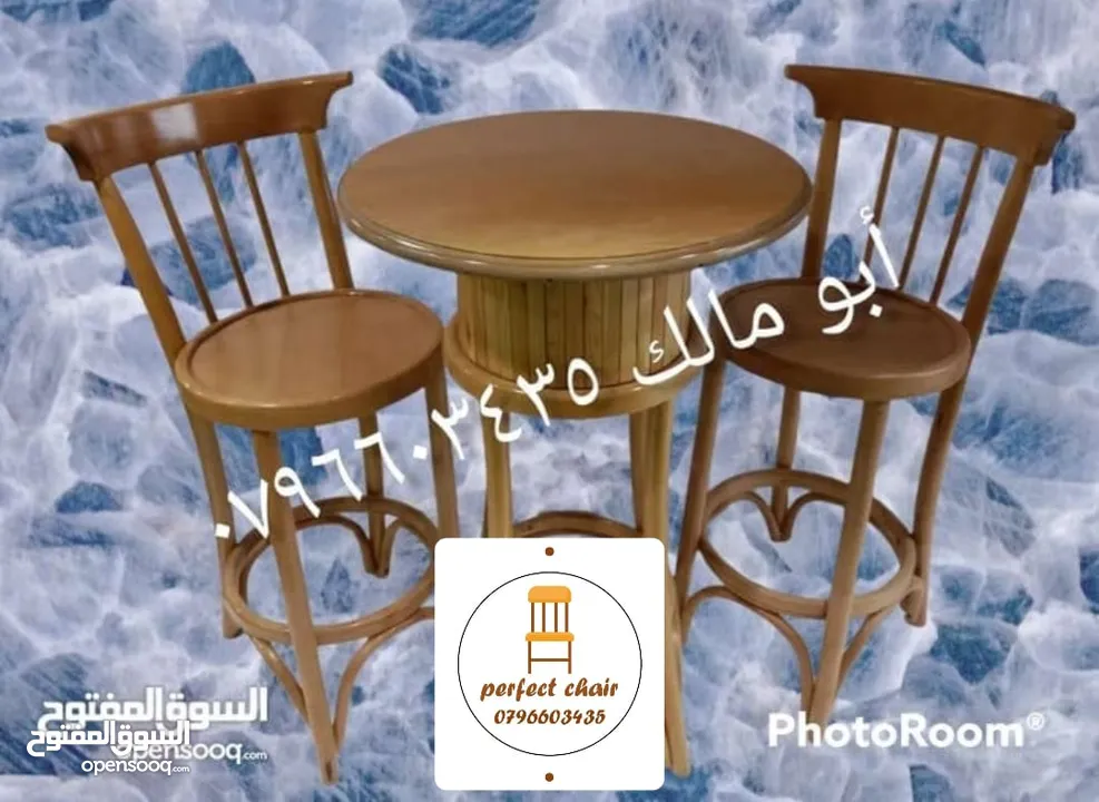 كرسي مقعد منجد وخش  حسب الطلب خشب زان لف على البخار مناسب للكفيهات والمطاعم والمقاهي