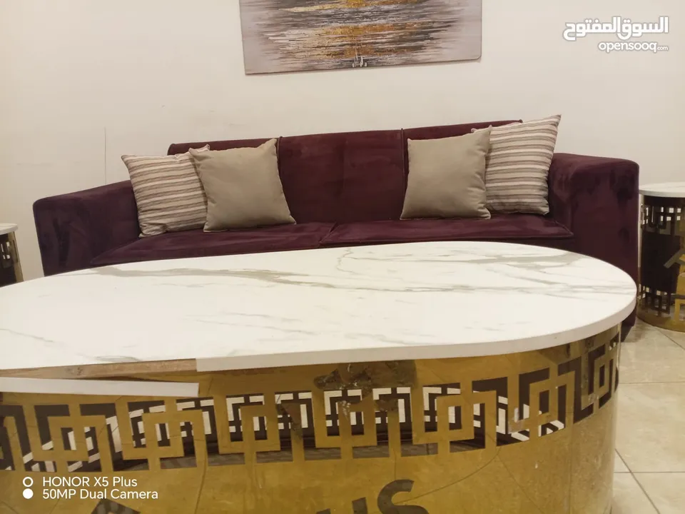 طقم كنب مستورد نخب أول 7 مقاعد (ثلاثي + ثنائي + 2 مفرد) خشب سويد فل + إسفنج دانلوب طبي