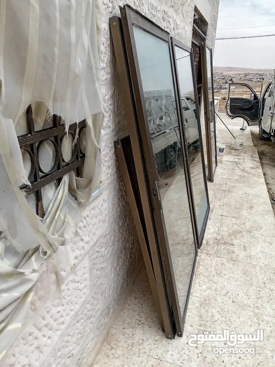 ، شبابيك المنيوم دبل مع ابواب المنيوم دبل