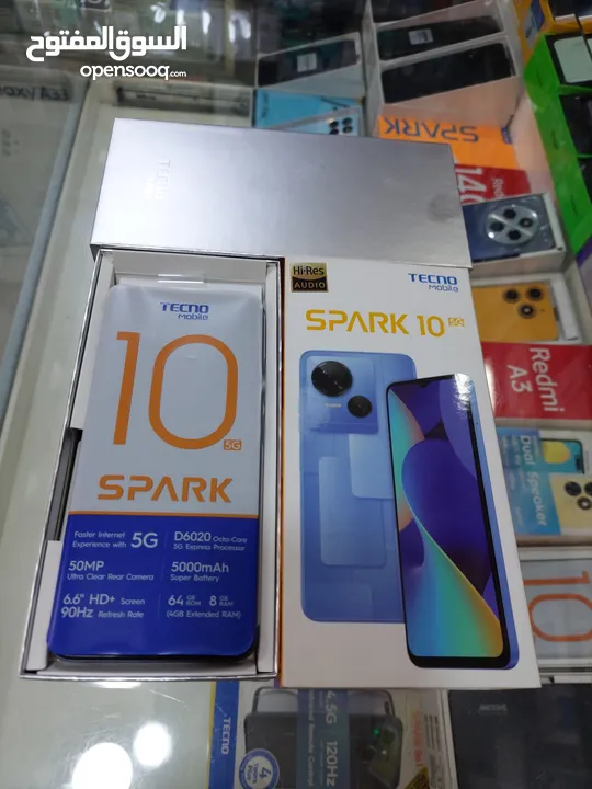 مستعمل ايام Spark 10 5G رام 8 جيجا 64 أغراضة والكرتونه الأصلية مكفول بالشركة متوفر توصيل