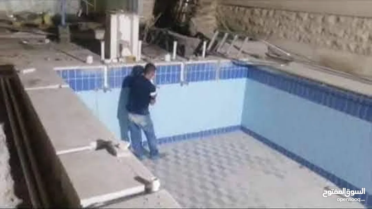 بناء برك سباحه مسابح بنظام سكيمر واوفر فلو