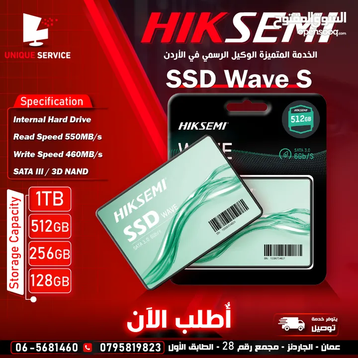 هارديسك داخلي سرعة عالية من هيكسيمي 128gb 256gb 512gb 1tb Speed 550MB Hiksemi SSD Wave S