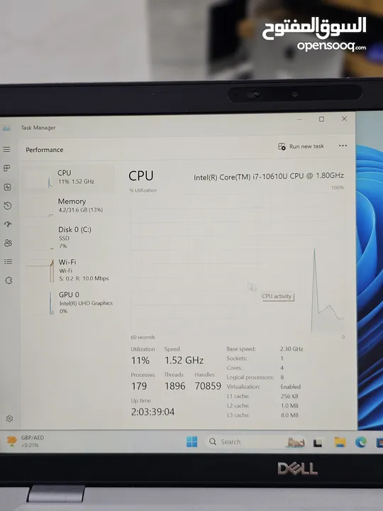 اقوى عرض على لابتوب dell core i7 10th Ram 32GB 1000SSD مع قاري بطاقة شخصية بصمة الوجه وشاشه تتش