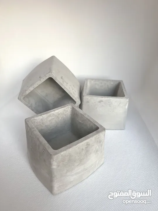 Set of 3 Handmade Concrete Planters