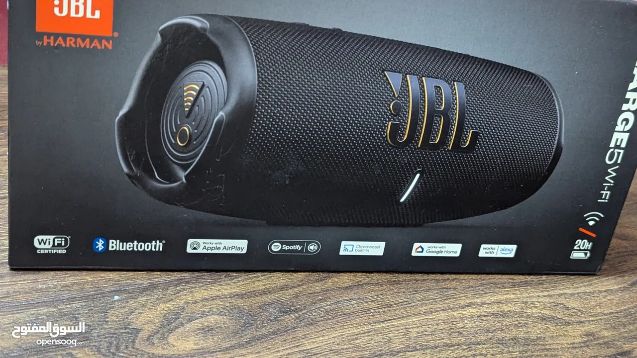 JBL Charge 5 Wi-Fi جديدا استعمل تجربه فقط النسخة الجديدا صوت JBL الأصلي الجريء مع صوت جهير عميق