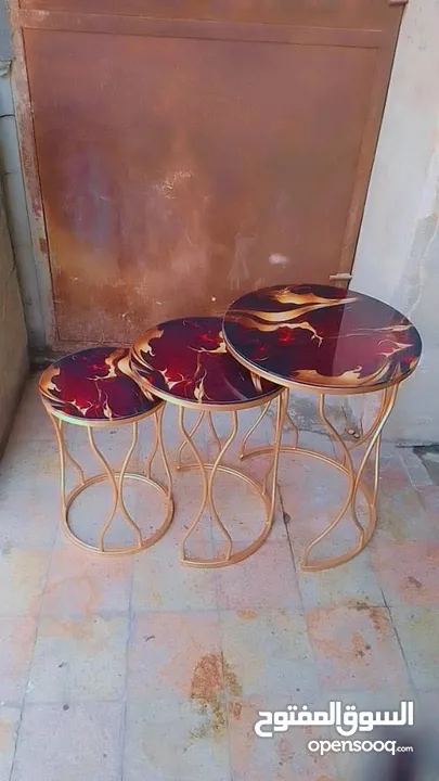 ,طاولات معدن بلور طباعه