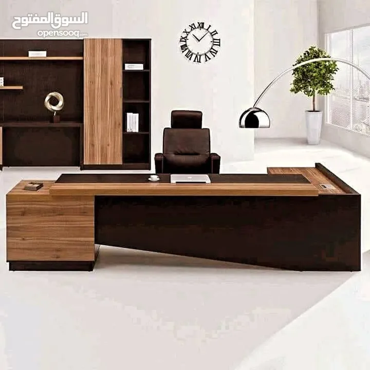 مكتب اداري 160*80 مع جانبية وطاولة وسط تفصيل خشب مستورد بسعر المنصع واعلى جودة وأقل الاسعار