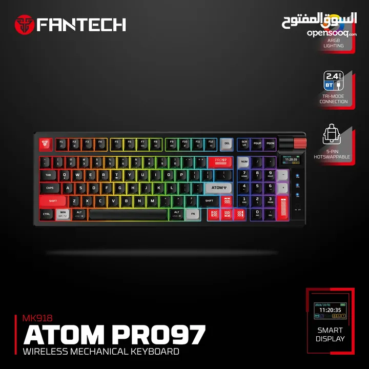 FANTECH MK918 ATOM PRO97 WIRELESS MECHANICAL GAMING KEYBOARD WHITE كيبورد فانتيك الجديد المميز