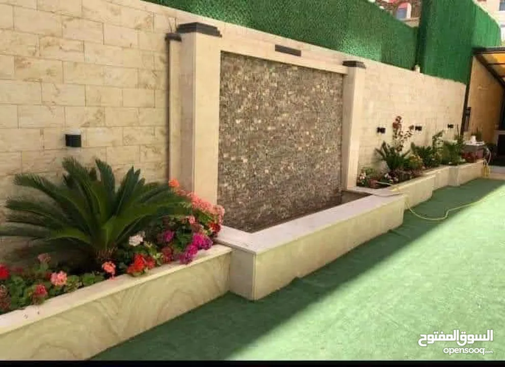 تنسيق الحدائق  نجيل بناء شلال نافورة باربكيو