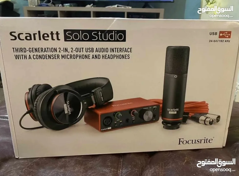 كرت صوت احترافي +مايك + سماعه  Scarlett 2i2 Studio (FOCUSRITE)