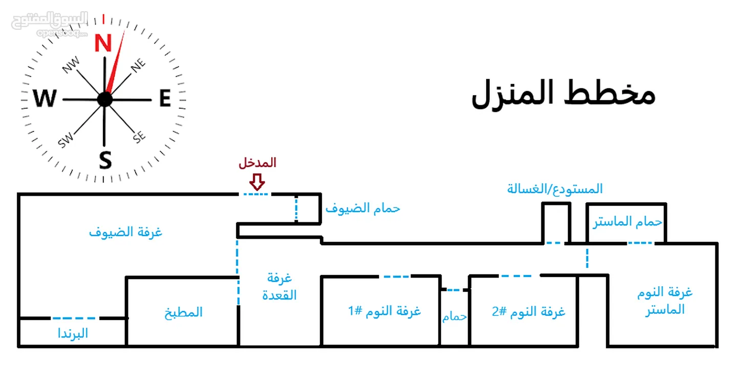 شقة طابق اول جنوبية غربية (اسكان عالية) بحالة ممتازة