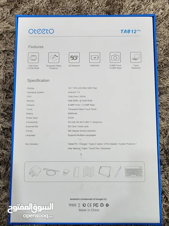 تابلت اوتيتو oteeto 12 pro 512 Giga جديد