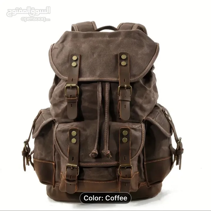 Vintage-Inspired Brown Leather Backpack with Zipper Closure - Durable Canvas,