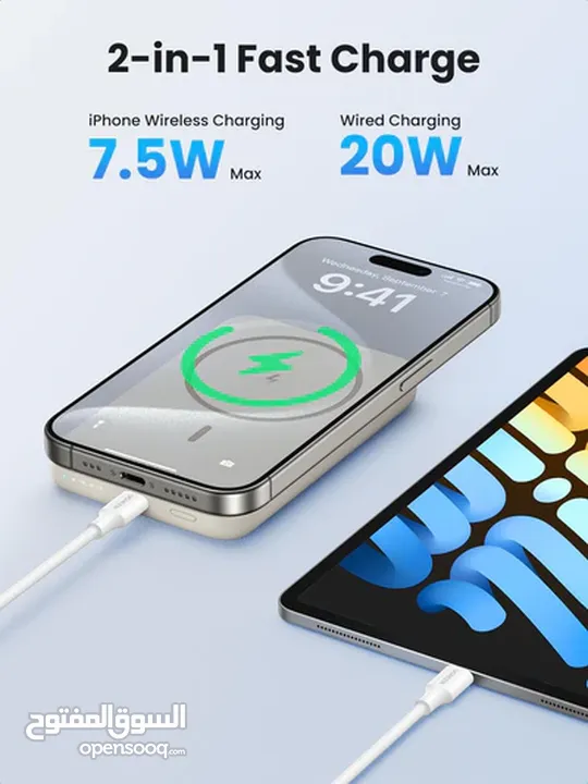 باور بانك  POWER BANK UGREEN يوجرين شحن لاسلكي مغناطيسي سريع 20 واط بسعة 10000mAh