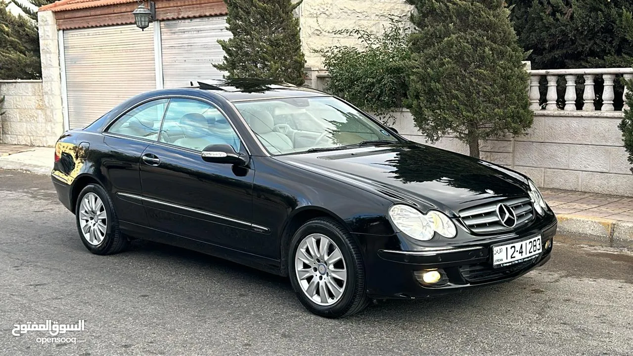 مرسيدس CLK 200 موديل 2008 كوبيه لون اسود فحص كامل فل إضافات أعلى صنف مع فتحه وارد وكاله صيانه كامله