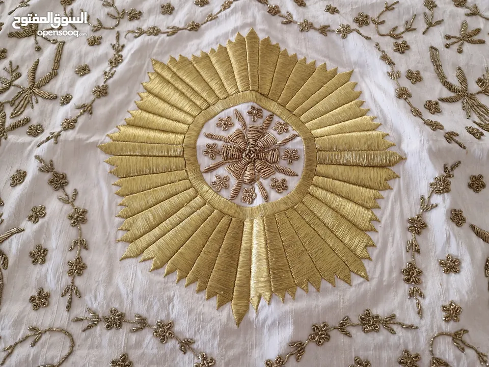 Embroidered Indian silk centre table cover شرشف طاولة تطريز هندي على حرير