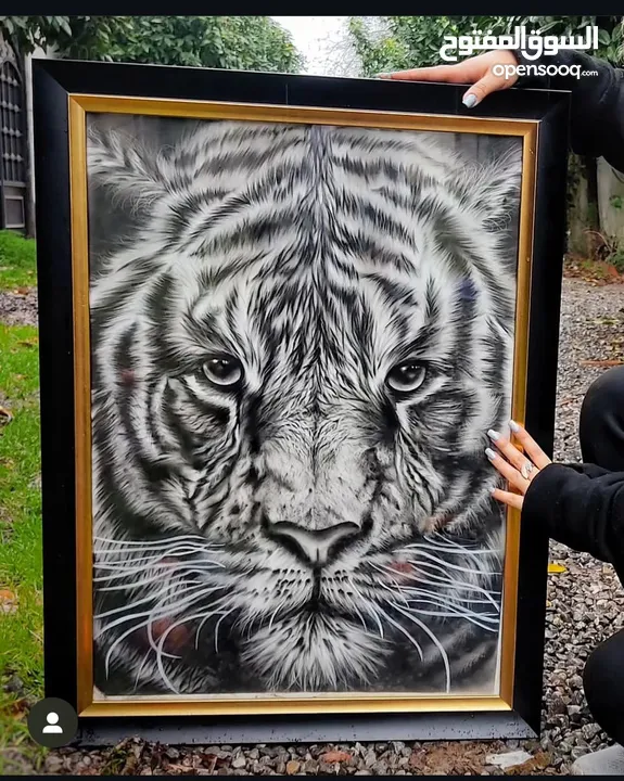 Old tiger painting / لوحة فحم حيوان النمر القديم