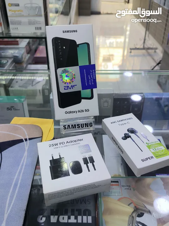 مشغل يوم واحد SAMSUNG A26 5G مستعمل جيجا 256 رام 16 معه بكج هدية متوفر توصيل