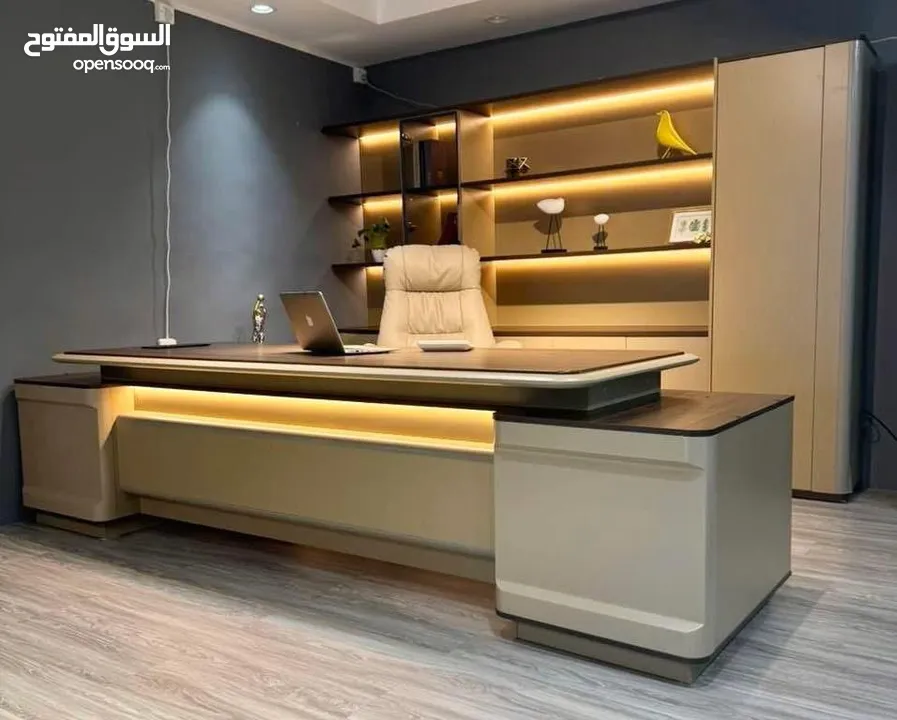 مكتب اداري مميز 140*70 تفصيل خشب لامينت مستورد مكفول بسعر المصنع موديلات فخمه مميزة بأقل الاسعار