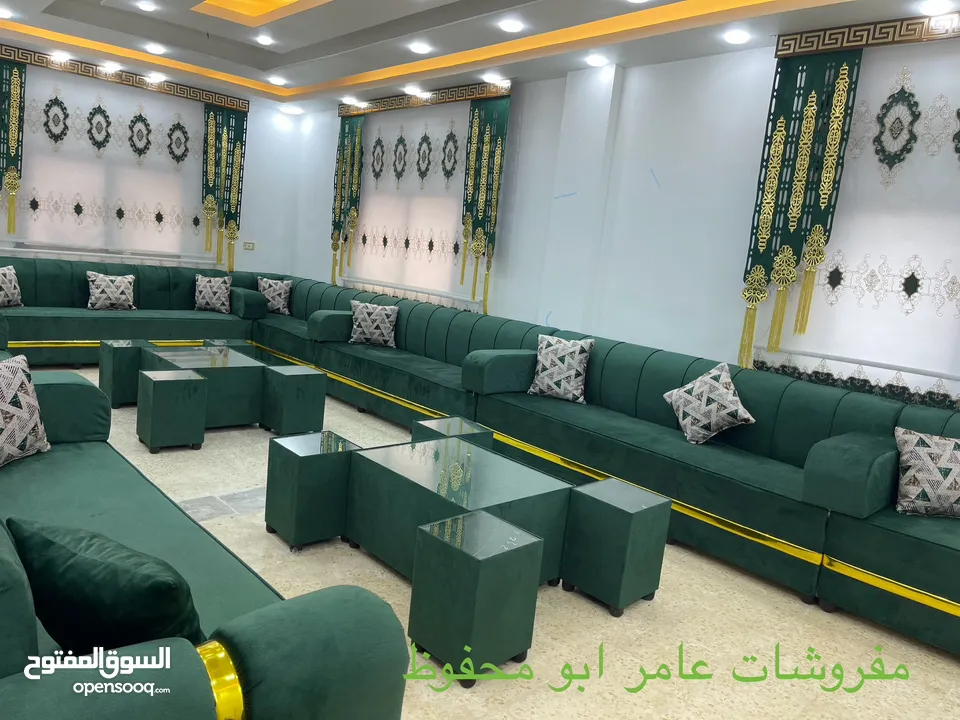 جلسات خليجية أحدث الموديلات 17 مقعد مع طقم طربيزاط + مراكي مع مخدات