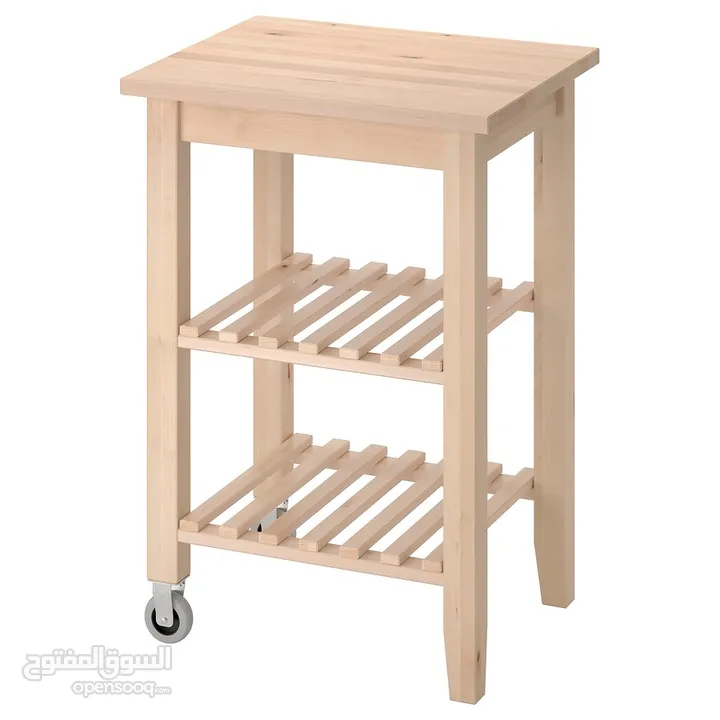 عربة مطبخ خشب مستعملة من ايكيا + طاولة جانبية - (229288192) | السوق المفتوح