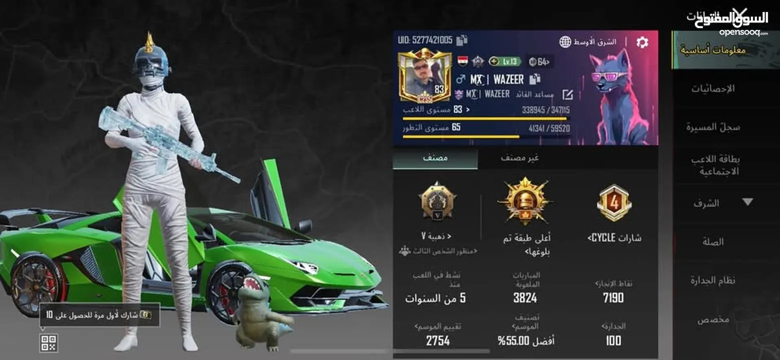 حساب ببجي للبيع الحساب طبعن مصروف علي صح سبب البيع عتزلت العبه الله يطرح البركه لصاحب النصيب