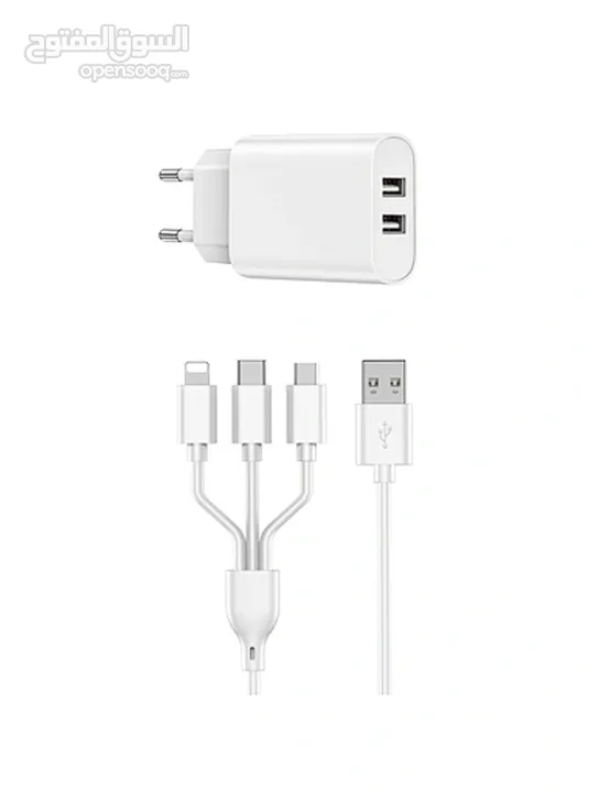 WiWU Dual USB charger+ 3 in 1 cable EU plug -NEW -MEGAByte