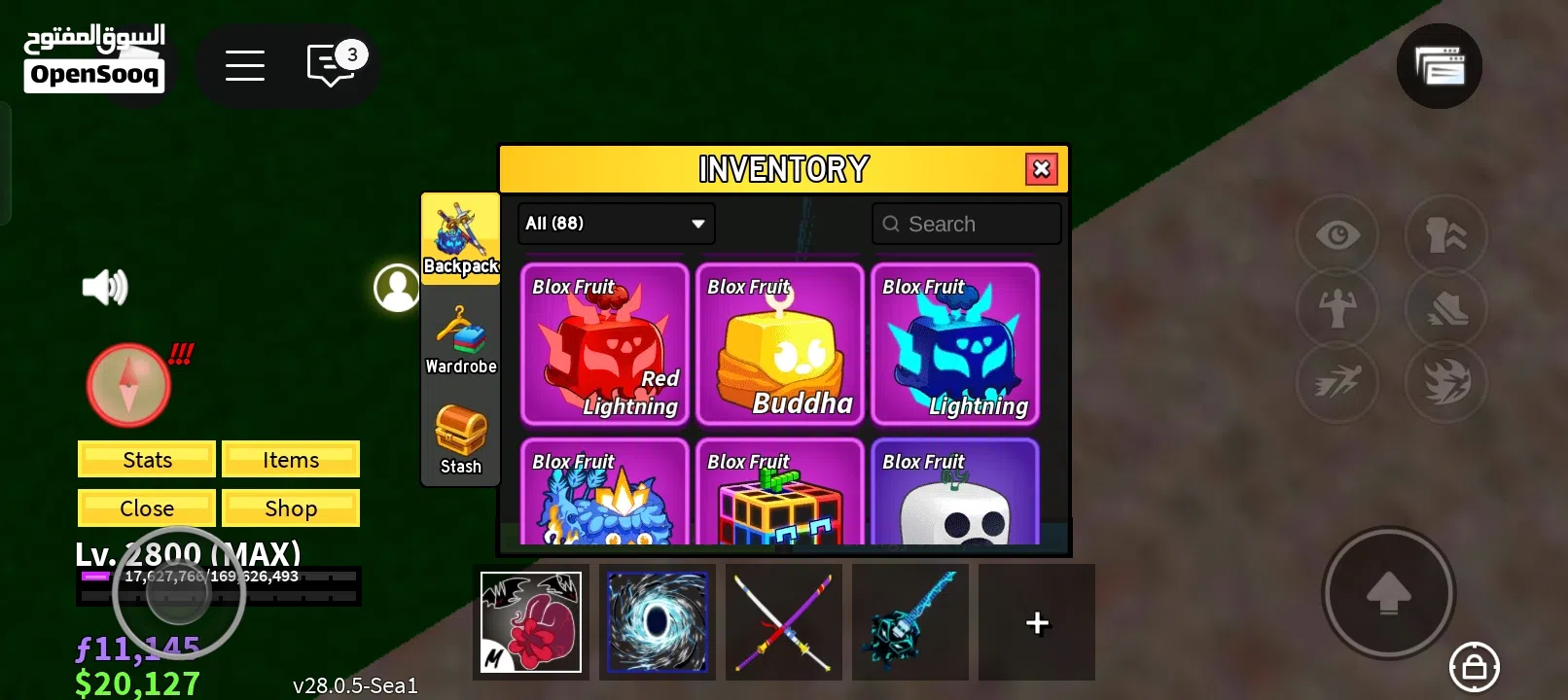 للبيع حساب بلوكس فروت قوي تقريبا كل شي في اللعبه blox fruit account strong for sell