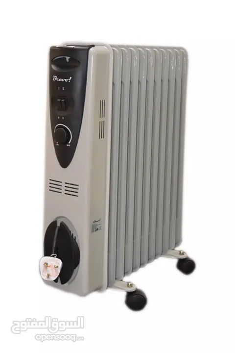 ‎مدفأة الزيت من برافو - 2500 واط - 11 شفرة - AO-3002   Bravo 2500W 11 Fins Oil Heater - AO-3002