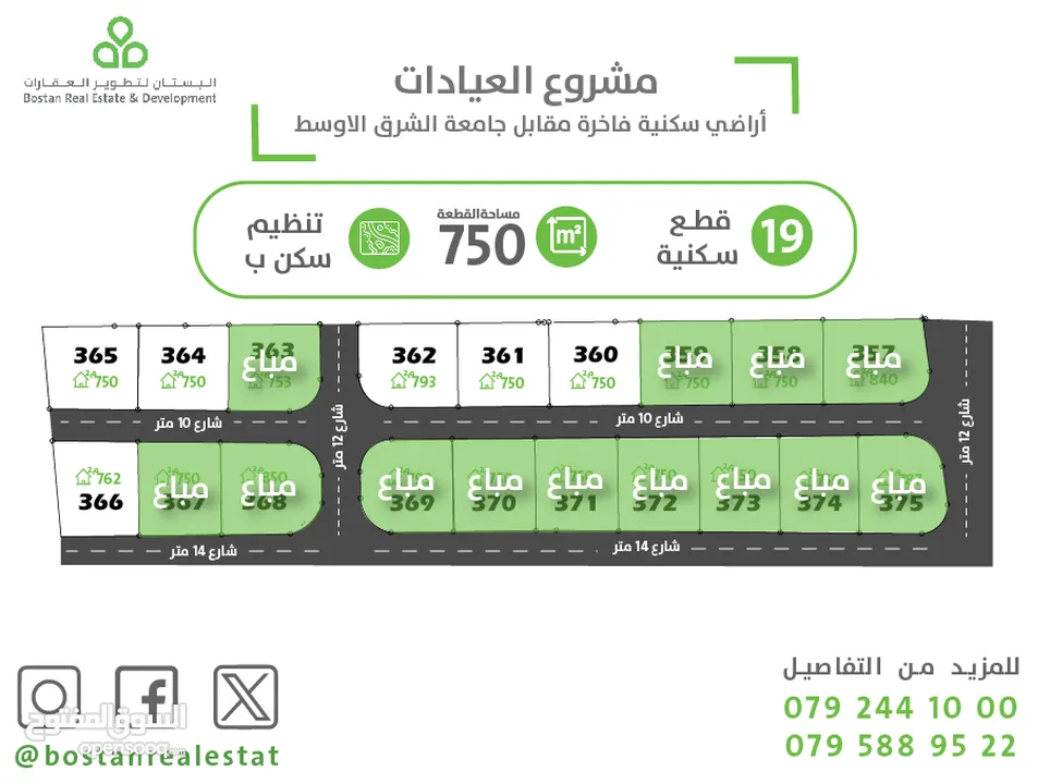 أرض فاخرة للبيع مقابل جامعة الشرق الأوسط وإيكيا بالقرب من شارع المطار/ 750 متر 