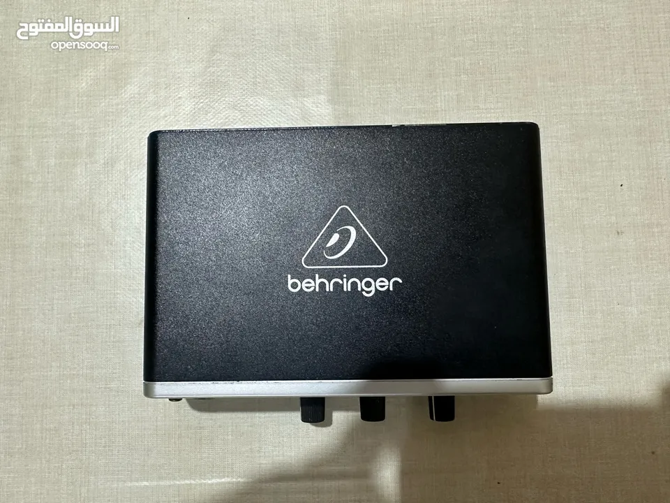 كرت صوت behringer umc22 midas interface مع كرتونتو وسلكو شبه جديد للتسجيل والمايكروفونات