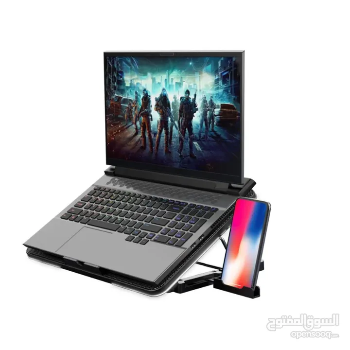 "COOLCOLD F5 Laptop 6 Silent Fans Laptop Cooling Pad 15.6 قاعدة تبريد ب 6 مراوح بدون صوت للابتوب