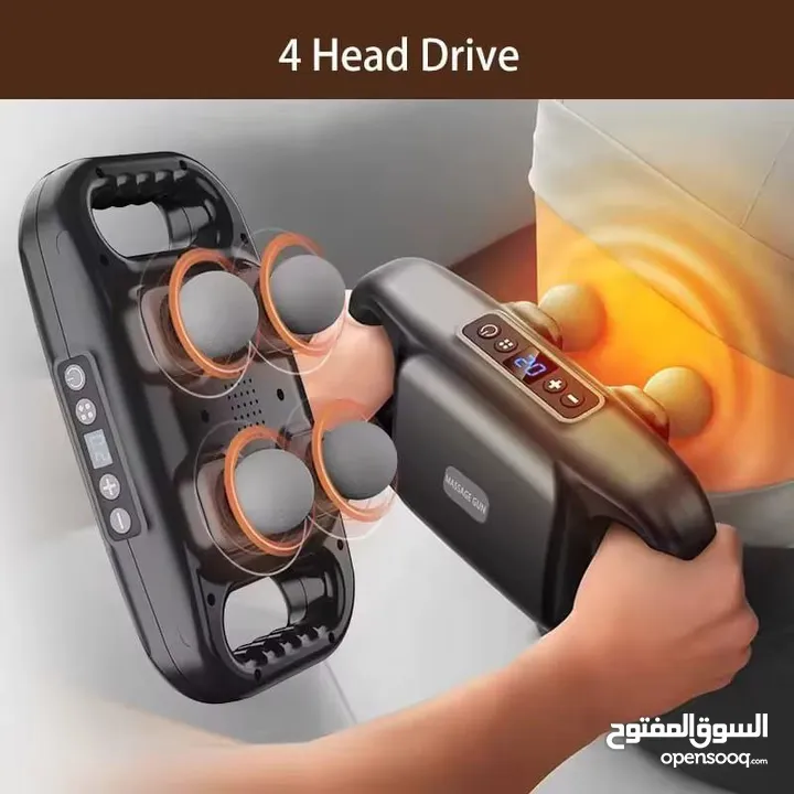 مسدس تدليك بأربعة رؤوس   جهاز تدليك احترافي عميق للأنسجة الكاملة للجسم للخصر والساق والظهر