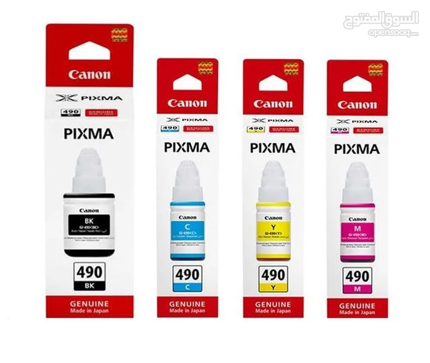 Canon 490,Ink Bottle Cartridge, GI-490BK,GI-490C,GI-490M,GI-490Y For printer G3411-3410- حببر كانون