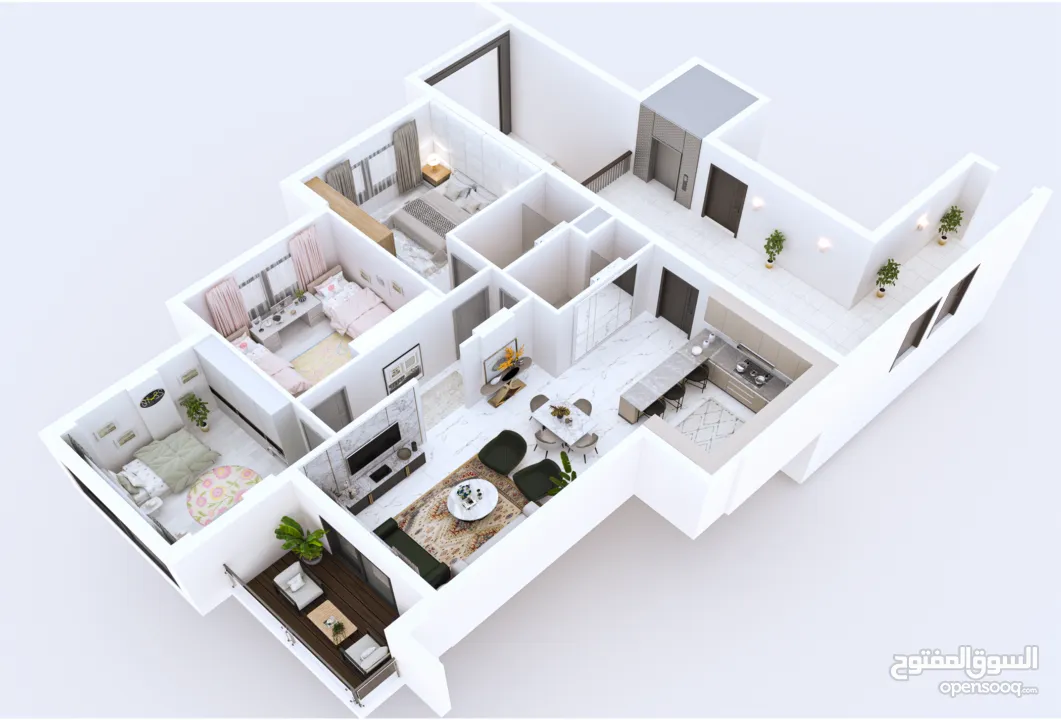 شقة 135متر للبيع بالقرب من شارع القدس و الدفاع المدني مكونة من 3 غرف نوم, حمامين,صالون,مطبخ و بلكون