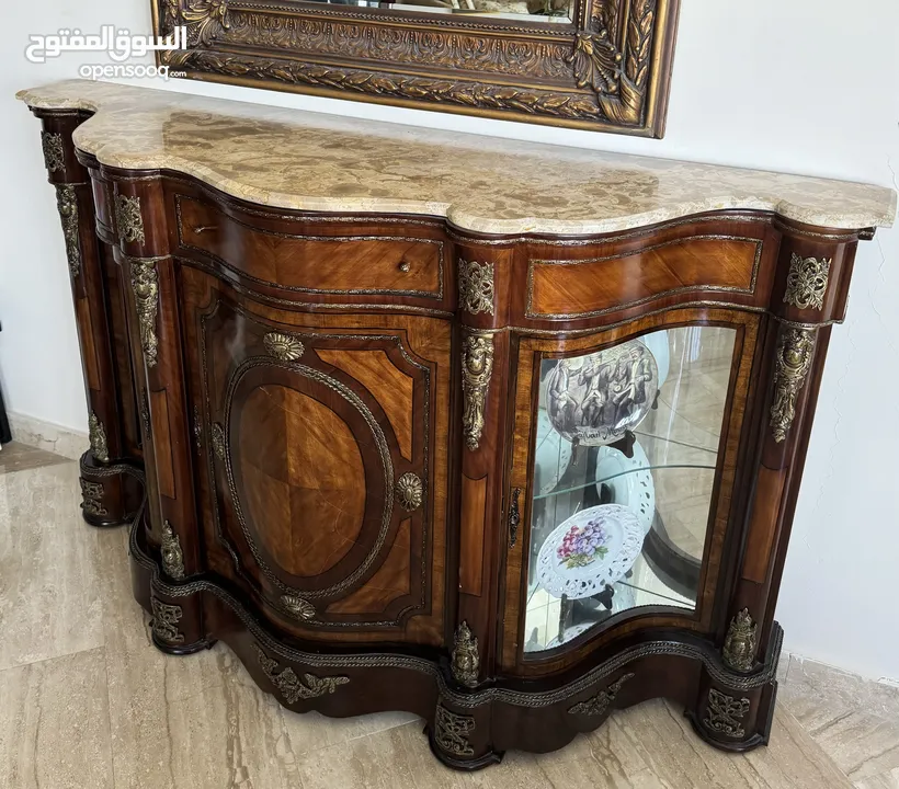 Timeless Vintage Console with Elegant Marble Top