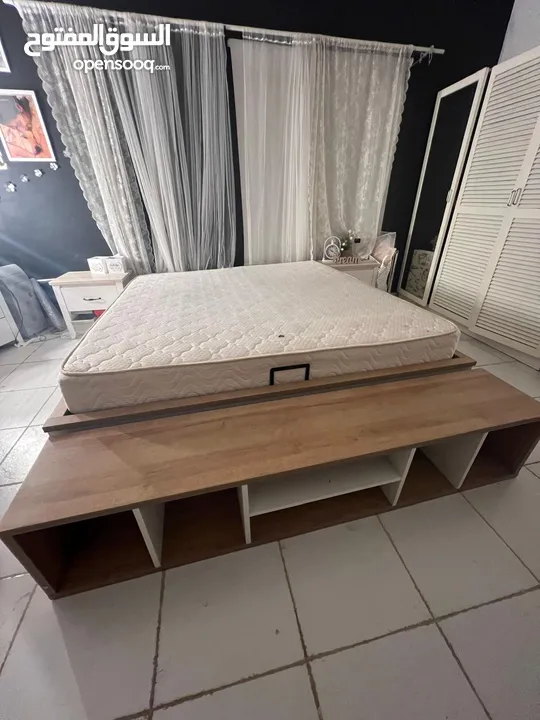 Bed room set with mattress,storage ,side tables and dressing table