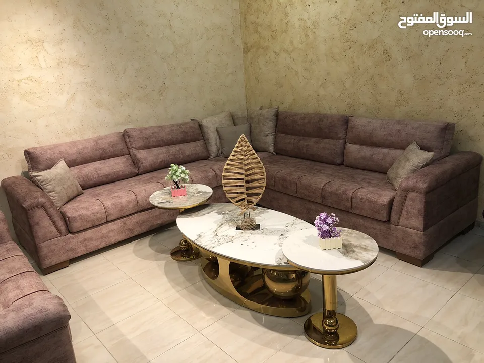 طقم كورنر كنب محلي صالون أمريكي مغلف كلاسيك كشاط اسود خشب سويدي مميز وبأقل سعر بالسوق